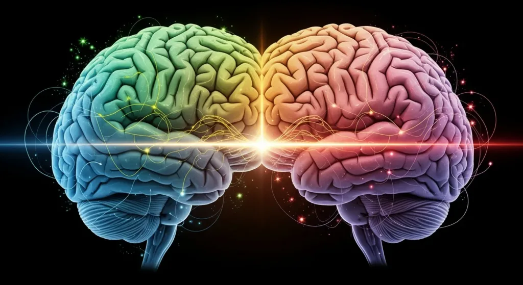 Split brain image illustrating how poor sleep affects brain function, cognition, and long-term neurological health.
