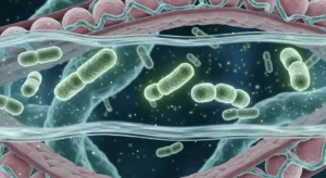 Microscopic view of probiotic bacterial colonies in culture, representing gut microbiome health