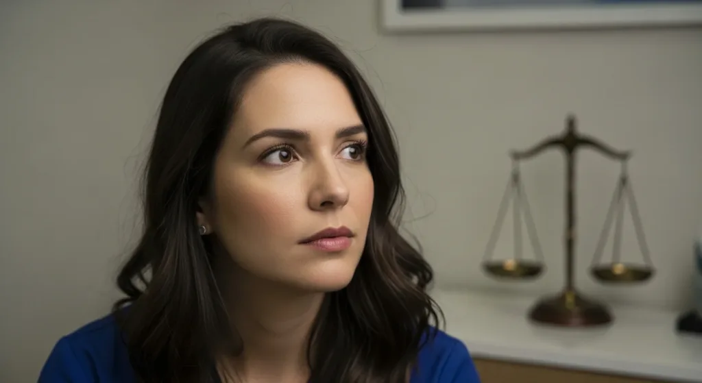 Thoughtful woman in a medical office, representing concerns and risks associated with rapid weight loss