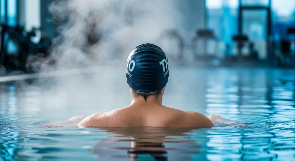 Athlete immersed in cold water, representing cold water immersion for recovery and mental resilience